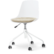 Nout-Liv eetkamerstoel wit met nougatbruin zitkussen - wit onderstel