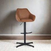 Venom Barkruk Cognac Eco-leer - Verstelbare Draaibare Barstoel met Arm...