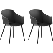 FONDA - Eetkamerstoel - Zwart - Synthetisch materiaal