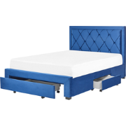 LIEVIN - Bed met opbergruimte - Marineblauw - 140 x 200 cm - Fluweel
