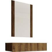 Meubella - Kaptafel Tartagal - Donkerbruin eiken - 80 cm - Met spiegel