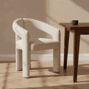 Design Eetkamerstoel Beige Bouclé Maro - Volledig Stof