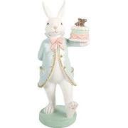 Clayre & Eef Decoratie Beeld Konijn 13x11x28 cm Wit Kunststof
