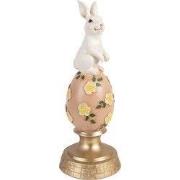 Clayre & Eef Decoratie Beeld Konijn Ø 10x26 cm Wit Kunststof