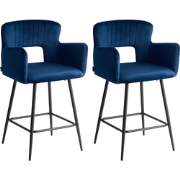 SANILAC - Barkruk set van 2 - Marineblauw - Fluweel