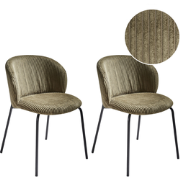 MILES - Eetkamerstoel set van 2 - Olijfgroen - Corduroy