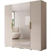 Meubella - Kledingkast Marquesa - Beige - 200 cm - Met spiegel