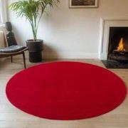 JOY Effen Soft Rond Vloerkleed – 100% Polyester – Anti-Slip - Rood- 12...