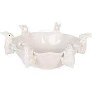 Clayre & Eef Decoratie schaal Konijn 21x20x7 cm Wit Keramiek
