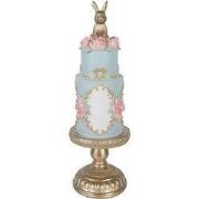 Clayre & Eef Decoratie Beeld Taart Ø 12x37 cm Blauw Kunststof