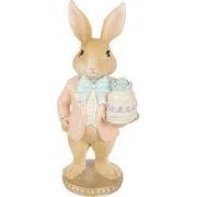 Clayre & Eef Decoratie Beeld Konijn 9x7x19 cm Beige Kunststof