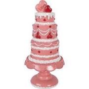 Clayre & Eef Decoratie Beeld Taart Ø 16x33 cm Roze Kunststof