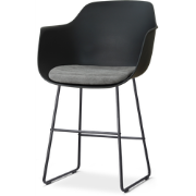 Nino-Liz barkruk zwart met zeegrijs zitkussen - zwart onderstel - 65 c...