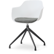 Nola-Liz draaibare eetkamerstoel wit met zeegrijs zitkussen - zwart on...