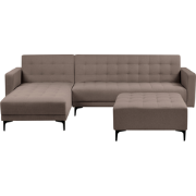 ABERDEEN - Slaapbank met ottomaan - Taupe - Rechtszijdig - Stof