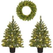 Black Box Trees Nagoya Kerstboom en Kerstkrans Set - 2 Kunstkerstbomen...