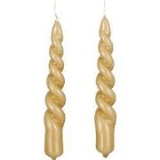 Mica Decorations Twist Kaars - Set van 2 - H15 cm - Lichtbruin, glanze...