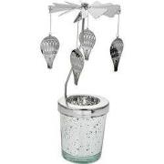 Clayre & Eef Waxinelichthouder Ø 8x17 cm Zilverkleurig Glas