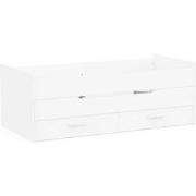 Uitschuifbed met 90x200 cm bedden en 2 lades in mat wit - ELKA