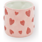 Pot - Flowerpot - Hearts - Pink/Red - 12.5x12.5x13cm