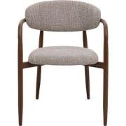 Eetkamerstoel Taupe/Walnoot - Alexia - Set van 2