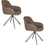 Housecraft Living Toye Eetkamerstoelen draaibaar Bruin - Set van 2