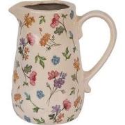 Clayre & Eef Decoratie Kan 16x12x18 cm Beige Keramiek Bloemen