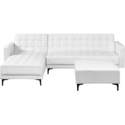 ABERDEEN - Slaapbank met ottomaan - Wit - Rechtszijdig - Kunstleer