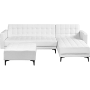 ABERDEEN - Slaapbank met ottomaan - Wit - Linkszijdig - Kunstleer