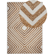 PIRLI - Laagpolig vloerkleed - Beige - 140 x 200 cm - Katoen