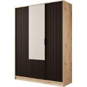 Meubella - Negroni - Kledingkast 3 deuren - Eiken/Zwart - 150x51x200cm