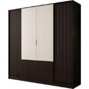 Meubella - Negroni - Kledingkast 4 deurs - Zwart - 200x51x200 cm