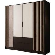 Meubella - Nocturna - Kledingkast 4 deurs - Zwart - 200x51x200 cm