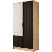 Meubella - Negroni - Kledingkast 2 deurs - Eiken/Zwart - 102x51x200 cm