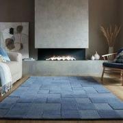 Laagpolig vloerkleed Checkerboard - Blauw - 160 x 230 cm