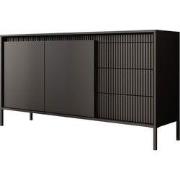 Meubella - Dressoir Saran - Mat zwart - 153 cm