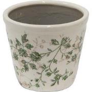 Clayre & Eef Bloempot Ø 12x10 cm Groen Beige Keramiek Bloemen