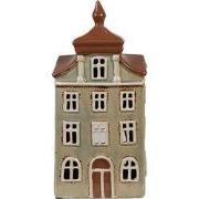 Clayre & Eef Waxinelichthouder Huis 12x9x25 cm Groen Bruin Keramiek