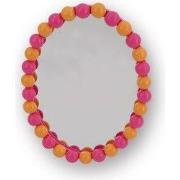 Mirror - Oval - Bubbles - Neon Pink/Orange- 29x22.5cm