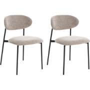 COWLEY - Eetkamerstoel set van 2 - Taupe - Chenille