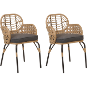 PRATELLO - Tuinstoel set van 2 - Grafietgrijs - Rotan