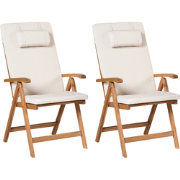 JAVA PREMIUM - Tuinstoel set van 2 - Lichtbeige - Acaciahout