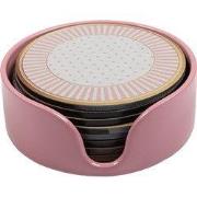 Clayre & Eef Onderzetters voor Glazen Ø 10x4 cm Beige Kunststof