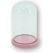 Bell Jar - Glass/Wood - Light Pink -  14x14x22cm