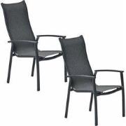 Garden Impressions Hilly tuinstoel stapelbaar donker grijs - 2 stuks