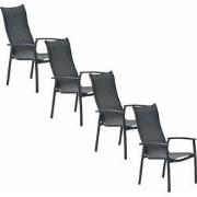 Garden Impressions Hilly tuinstoel stapelbaar donker grijs - 4 stuks
