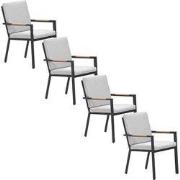 Garden Impressions Kasper tuinstoel stapelbaar donker grijs - 4 stuks