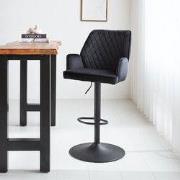 Draaibare Barkruk Velvet Zwart Novan - Verstelbaar - Met Armleuningen