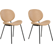 LUANA - Eetkamerstoel set van 2 - Zandbeige - Kunstleer