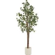 Kunstmatige eucalyptusboom 210 cm kunstplant met natuurlijke houten st...